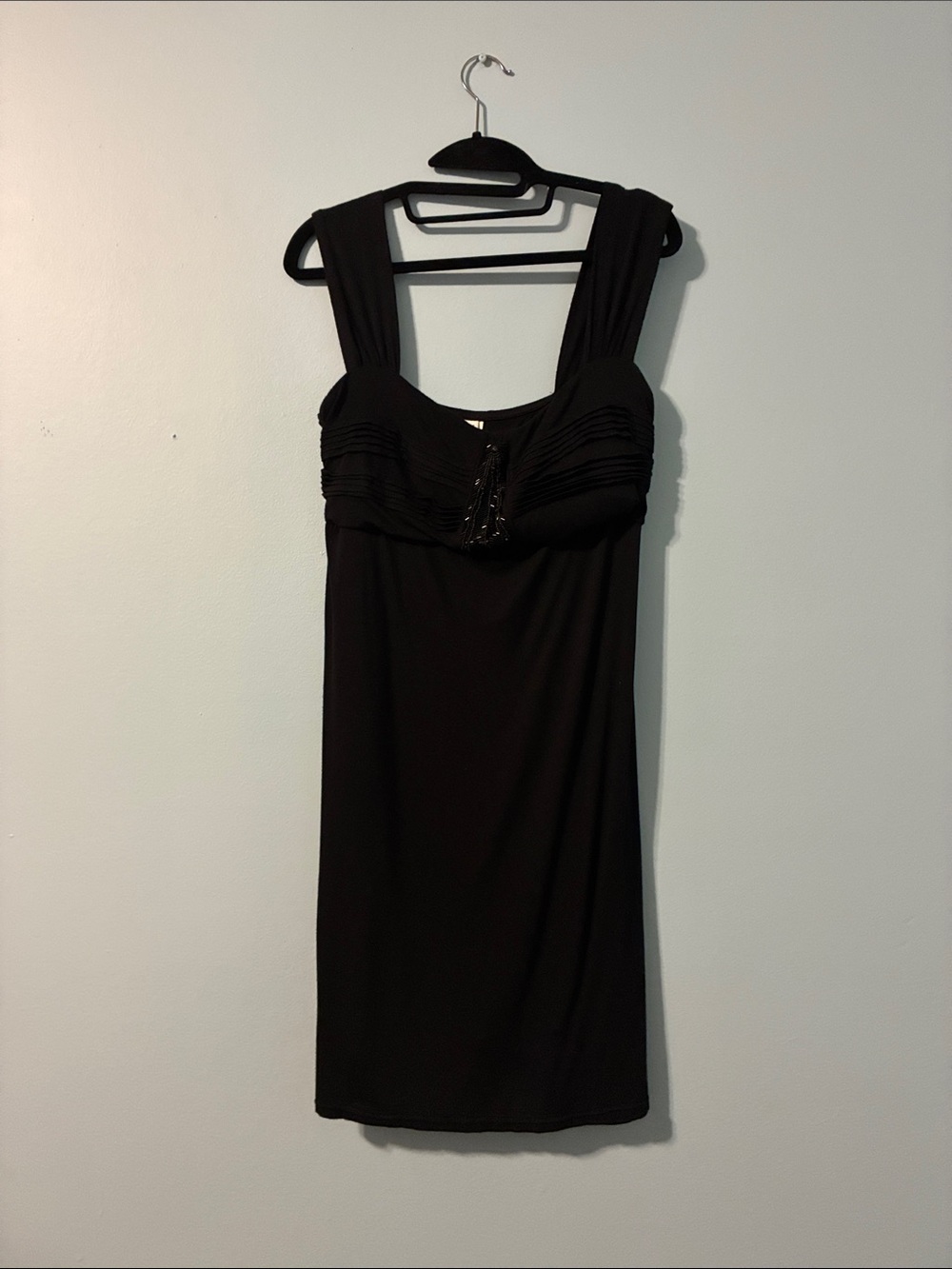 Black Sleeveless Dress with Rouge and Sequin Detail